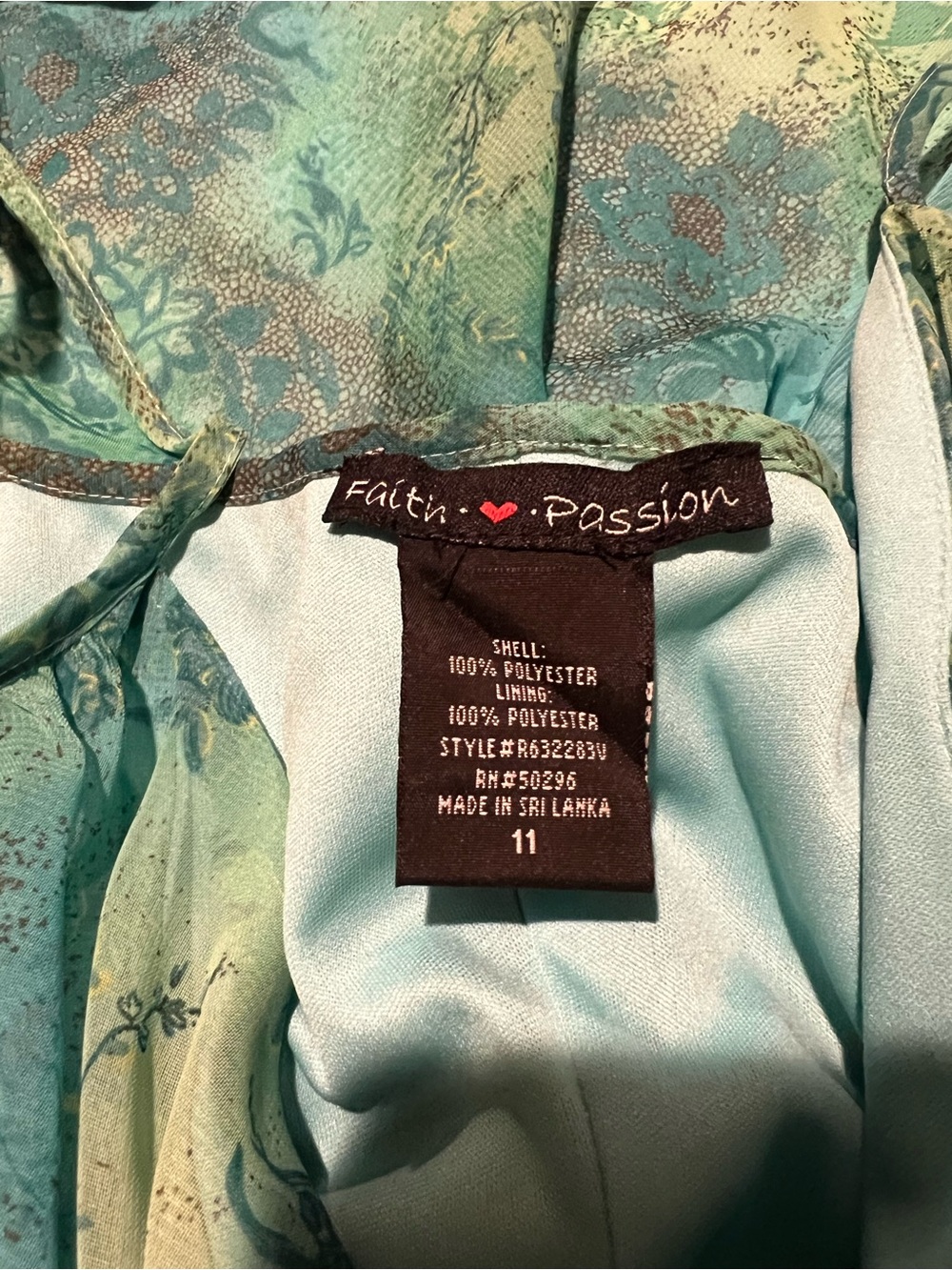 Silky Teal Floral Slip Dress with Spaghetti Straps - Picture 5 of 6
